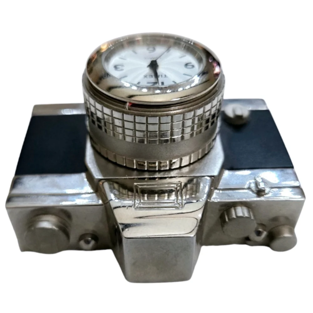 Timex Silver and Black Camera Clock